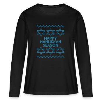 Ugly Hanukkah, Chanukkah, Lichterfest, Geschenk - Frauen Premium Bio Langarmshirt - Schwarz - Vorne - Julia (174cm)