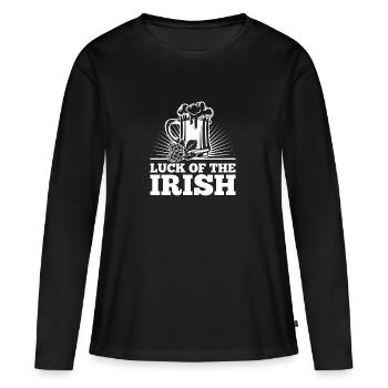 Glück des irischen Bieres kühlen St. Patricks Day ab - Frauen Premium Bio Langarmshirt - Schwarz - Vorne - Julia (174cm)