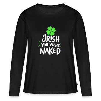 shirt du jour de St Patrick drôle - T-shirt manches longues Premium bio Femme - noir - Devant - Julia (174cm)