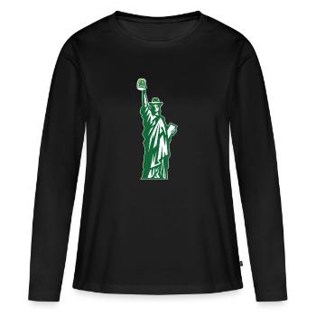 Statue de la Saint-Patrick Statue de la Liberté - T-shirt manches longues Premium bio Femme - noir - Devant - Julia (174cm)