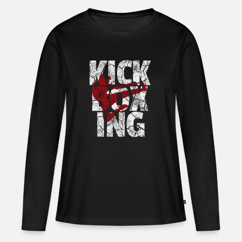 Kickboxing Kick Boxer Kickboxen Geschenk Kampf - Frauen Premium Bio Langarmshirt - Schwarz