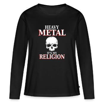 Heavy Metal - C'est ma religion - nation headbang - T-shirt manches longues Premium bio Femme - noir - Devant - Julia (174cm)