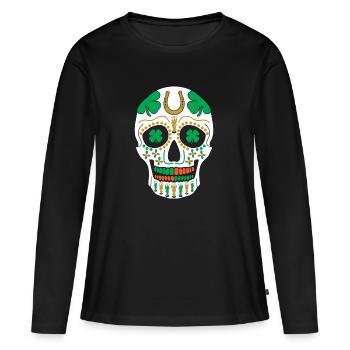 Parade de la bière de la Saint-Patrick Skull Shamrock Parade - T-shirt manches longues Premium bio Femme - noir - Devant - Julia (174cm)