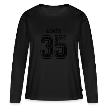 35 Izmir plaque d'immatriculation turque comme un cadeau - T-shirt manches longues Premium bio Femme - noir - Devant - Julia (174cm)