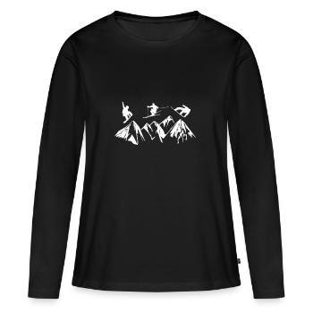 Skiing, skiing, skiing, ski lift, ski-ski - Women's Premium Organic Long Sleeve Shirt - black - Front - Julia (174cm)