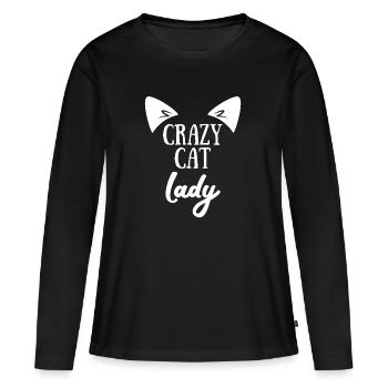 Crazy Cats Lady - Cat - Gift - Women's Premium Organic Long Sleeve Shirt - black - Front - Julia (174cm)