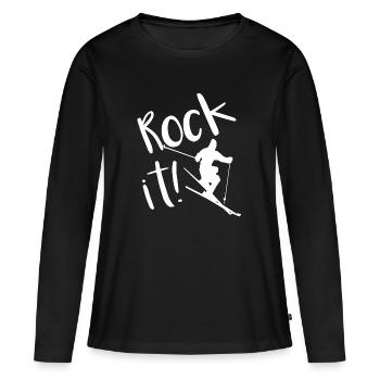 Ski, skieur, ski, vacances de ski - T-shirt manches longues Premium bio Femme - noir - Devant - Julia (174cm)