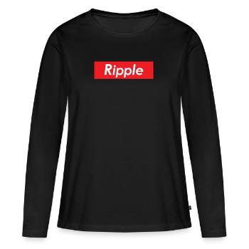 Rectangle rouge Rectangle Cryptocurrency XRP Blockchain - T-shirt manches longues Premium bio Femme - noir - Devant - Julia (174cm)