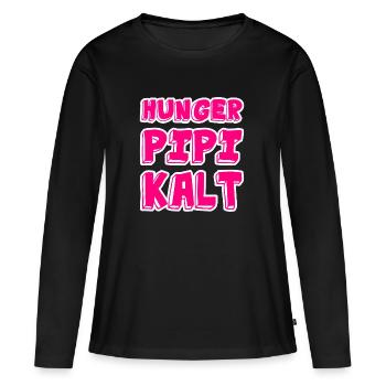 Hunger Pipi Kalt - Frauen Premium Bio Langarmshirt - Schwarz - Vorne - Julia (174cm)