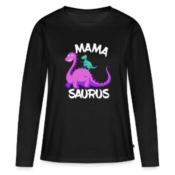 Mama Saurus lustiges Design für alle Mütter - Frauen Premium Bio Langarmshirt - Schwarz - Vorne - Julia (174cm)