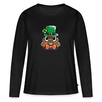 St Patricks tenue jour bière cadeau Irlande Merde - T-shirt manches longues Premium bio Femme - noir - Devant - Julia (174cm)
