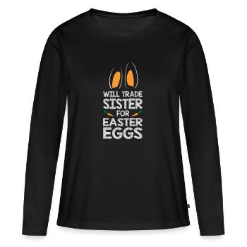 Sera Trade Sister pour Oeufs de Pâques Bunny Ears - T-shirt manches longues Premium bio Femme - noir - Devant - Julia (174cm)