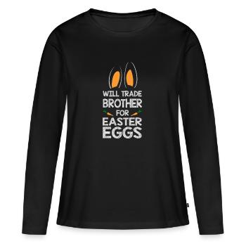 Commerce frère pour Oeufs de Pâques Bunny Ears - T-shirt manches longues Premium bio Femme - noir - Devant - Julia (174cm)