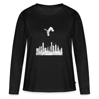 Parkour Le cadeau Parkour Backflip Parcours - T-shirt manches longues Premium bio Femme - noir - Devant - Julia (174cm)