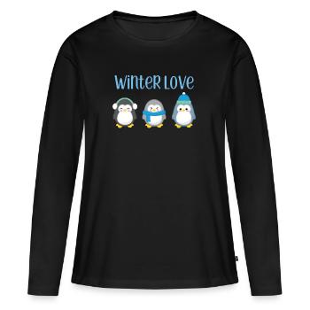 Penguin - Hiver - Cadeau - Sucré - Penguins - T-shirt manches longues Premium bio Femme - noir - Devant - Julia (174cm)