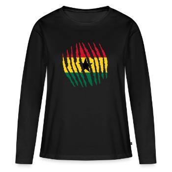 Griffe griffe origine indigène Ghana png - T-shirt manches longues Premium bio Femme - noir - Devant - Julia (174cm)