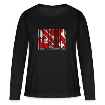 Né à Winterthur - T-shirt manches longues Premium bio Femme - noir - Devant - Julia (174cm)