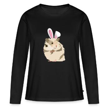 Hamster avec des oreilles de lapin de Pâques Funny Pascha - T-shirt manches longues Premium bio Femme - noir - Devant - Julia (174cm)