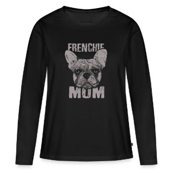 Frenchie maman amant de chien GIFT - T-shirt manches longues Premium bio Femme - noir - Devant - Julia (174cm)