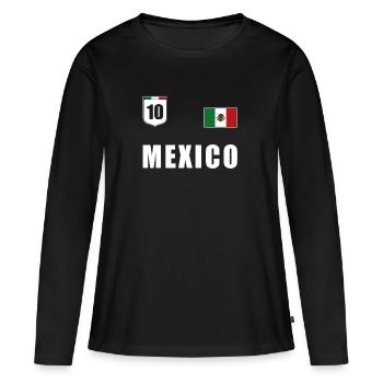 Mexique T-shirt drapeau mexicain maillot de football - T-shirt manches longues Premium bio Femme - noir - Devant - Julia (174cm)