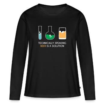 Bière - Bière - buveurs de bière - Chimie - Cadeau - T-shirt manches longues Premium bio Femme - noir - Devant - Julia (174cm)