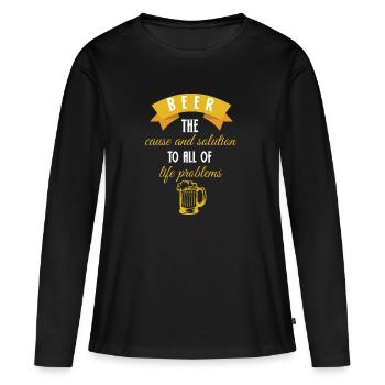 Bière - Bière - buveurs de bière - verre de bière - problème - T-shirt manches longues Premium bio Femme - noir - Devant - Julia (174cm)