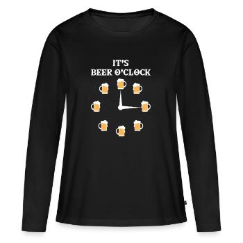 Bière - Bière - buveurs de bière - verre de bière - cadeau - T-shirt manches longues Premium bio Femme - noir - Devant - Julia (174cm)