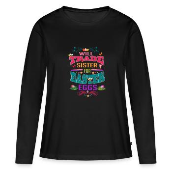 Pâques pour soeur - T-shirt manches longues Premium bio Femme - noir - Devant - Julia (174cm)