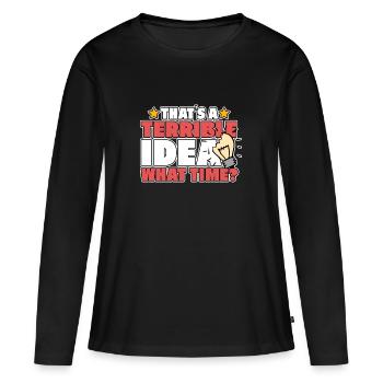 IDEA TERRIBLE - T-shirt manches longues Premium bio Femme - noir - Devant - Julia (174cm)