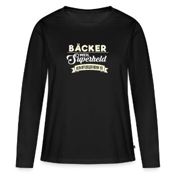 Superheld Beruf Bäcker - Frauen Premium Bio Langarmshirt - Schwarz - Vorne - Julia (174cm)