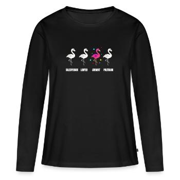 Chemikerin Geschenk Flamingo Chemie Laborantin - Frauen Premium Bio Langarmshirt - Schwarz - Vorne - Julia (174cm)