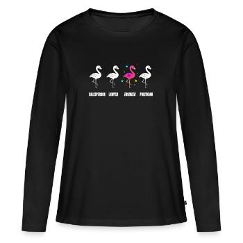 Ingenieurin Geschenk Flamingo Ingenieurswesen - Frauen Premium Bio Langarmshirt - Schwarz - Vorne - Julia (174cm)