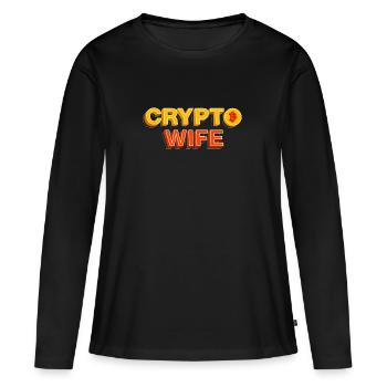 femme Crypto cadeau Bitcoin BTC HOLD - T-shirt manches longues Premium bio Femme - noir - Devant - Julia (174cm)