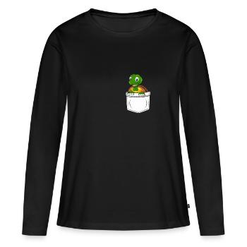 cadeau poche poitrine reptile tortue Kawaii - T-shirt manches longues Premium bio Femme - noir - Devant - Julia (174cm)