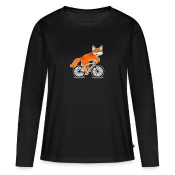 Fox à vélo fille Kawaii Animaux cadeaux - T-shirt manches longues Premium bio Femme - noir - Devant - Julia (174cm)