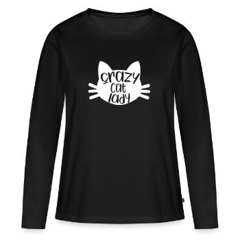 Madame folle de chat chat Chats cadeau - T-shirt manches longues Premium bio Femme - noir - Devant - Julia (174cm)