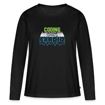 Programmierer Codierung ist mein Cardio Funny Developer - Frauen Premium Bio Langarmshirt - Schwarz - Vorne - Julia (174cm)