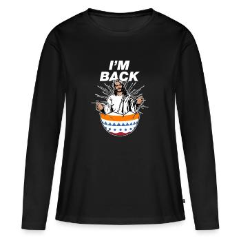 J'aime Jésus cadeau de Pâques aux oeufs de Pâques Je suis de retour - T-shirt manches longues Premium bio Femme - noir - Devant - Julia (174cm)