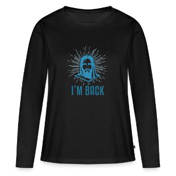 J'aime Jésus Je suis de retour de Pâques cadeau - T-shirt manches longues Premium bio Femme - noir - Devant - Julia (174cm)