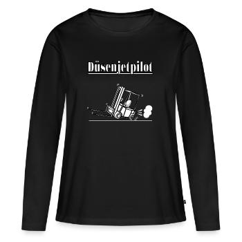 Düsenjetpilot - Frauen Premium Bio Langarmshirt - Schwarz - Vorne - Julia (174cm)