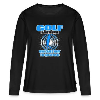 Golf Geschenk - Frauen Premium Bio Langarmshirt - Schwarz - Vorne - Julia (174cm)