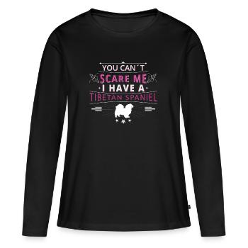 Épagneul tibétain peur épagneul tibétain - T-shirt manches longues Premium bio Femme - noir - Devant - Julia (174cm)