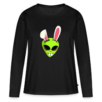 lapin alien Alien cadeau de Pâques Ha - T-shirt manches longues Premium bio Femme - noir - Devant - Julia (174cm)