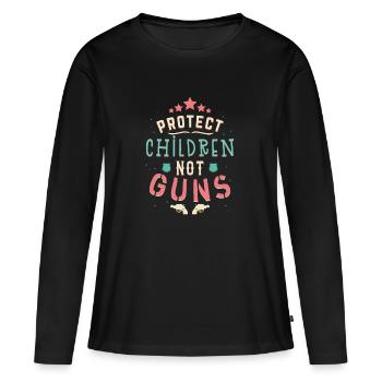 Protéger la chemise des pistolets des enfants - T-shirt manches longues Premium bio Femme - noir - Devant - Julia (174cm)