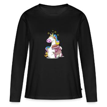 Unicorn cadeau biscuits nourriture kawaii jolie fille - T-shirt manches longues Premium bio Femme - noir - Devant - Julia (174cm)