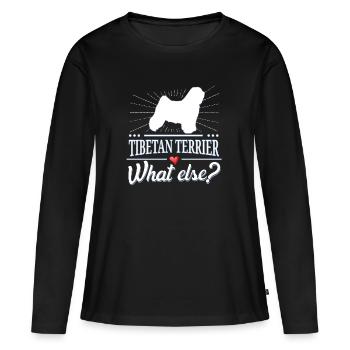 Terrier tibétain quoi d'autre? Terrier tibétain - T-shirt manches longues Premium bio Femme - noir - Devant - Julia (174cm)
