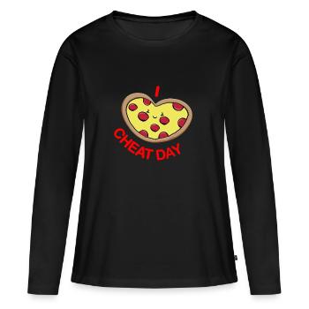 Cheat day pizza - Women's Premium Organic Long Sleeve Shirt - black - Front - Julia (174cm)