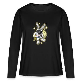 Bunny Easter Space Astronaut Gift - Women's Premium Organic Long Sleeve Shirt - black - Front - Julia (174cm)