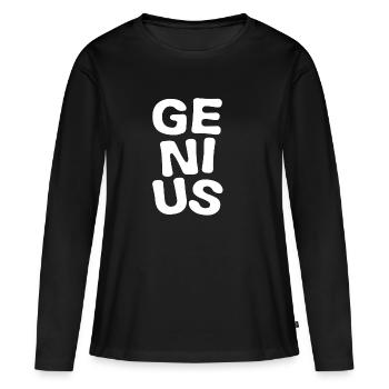 Genius - génie - talent - intelligent - T-shirt manches longues Premium bio Femme - noir - Devant - Julia (174cm)