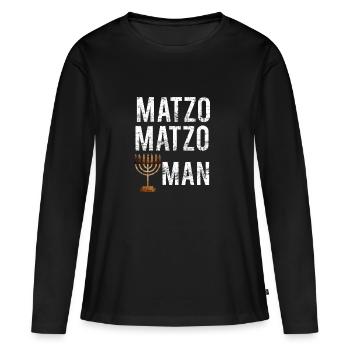 Matzo Matzo Drôle MENORAH HANUKKAH - T-shirt manches longues Premium bio Femme - noir - Devant - Julia (174cm)
